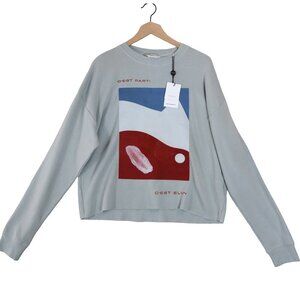 NWT Eleven Paris Graphic Long Sleeve Waffle Knit Top Size S Modernist Streetwear